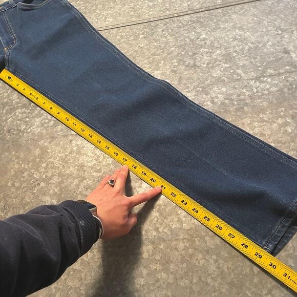 Vintage Lee Riders USA Bootcut Denim Jeans 28x30 (30x32) Western Leather Patch 1 - Picture 12 of 13